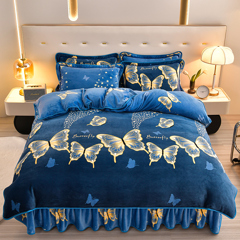 冬季加厚保暖双面绒牛奶绒四件套