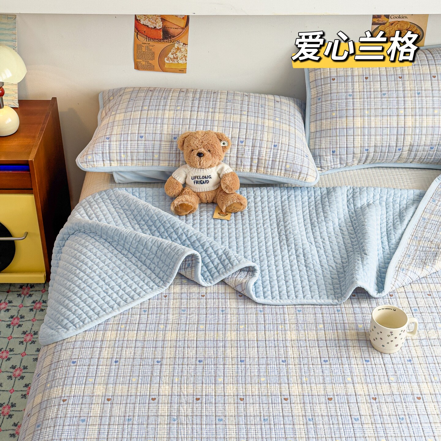 一面全棉一面绒床盖加厚床单