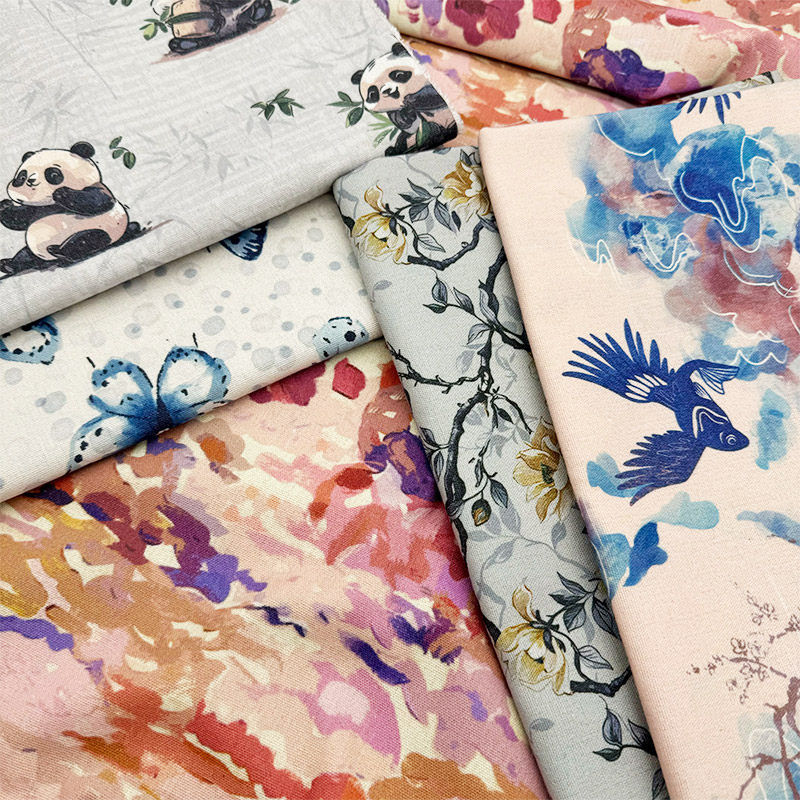 东方美学元素国风印花布加密棉麻布料装饰布桌布沙发盖布窗帘布头