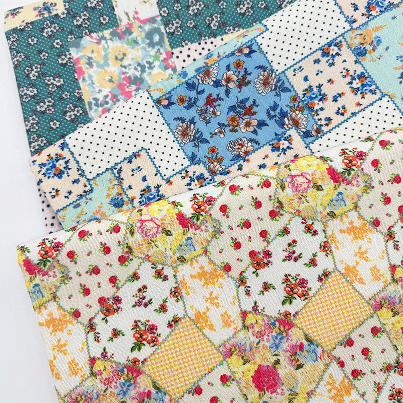 加密棉麻布料田园拼布系列印花布diy手工布头装饰窗帘布桌布面料,居家布艺,海绵垫/布料/面料/手工diy,淘宝优惠券,粉丝福利购,淘宝优惠卷