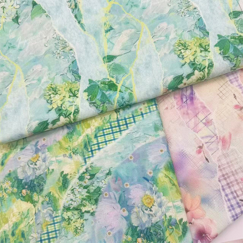 原创ins风破碎风格印花布加密棉麻布料diy手工布头桌布面料包包布,居家布艺,海绵垫/布料/面料/手工diy,淘宝优惠券,粉丝福利购,淘宝优惠卷