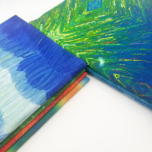 美式莫奈油画风印象派加密棉麻布料印花布桌布沙发窗帘面料diy布