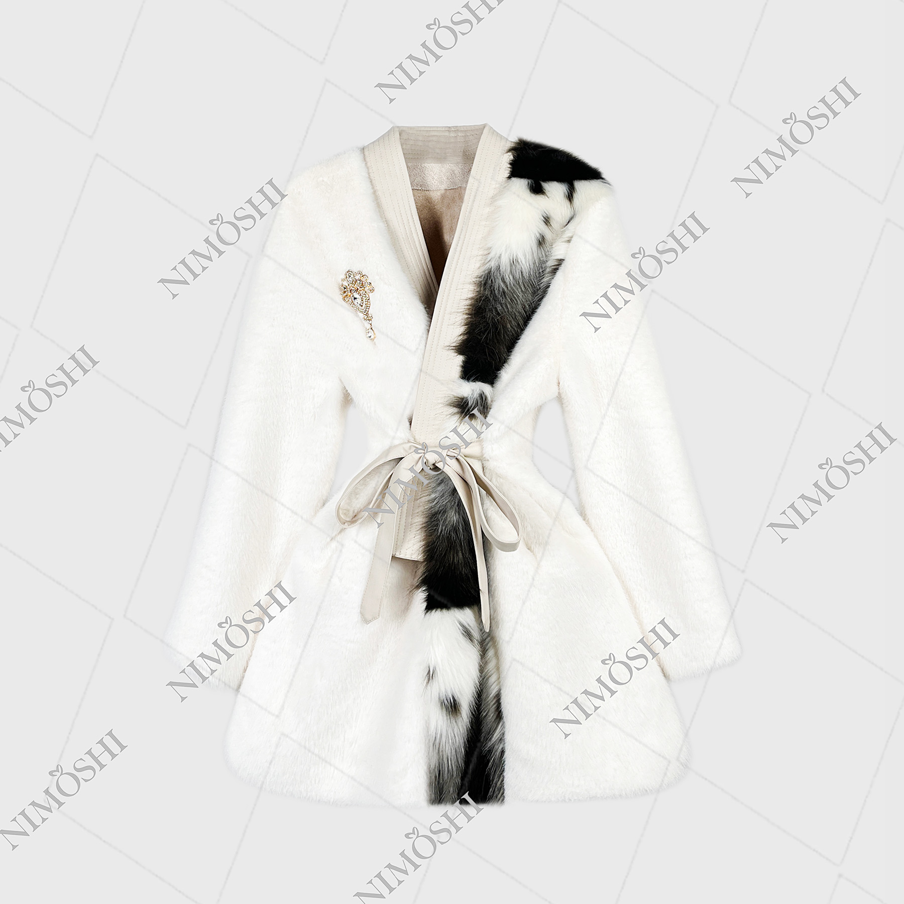 欧式中长款挑染渐变束腰女外套时尚百搭L5188