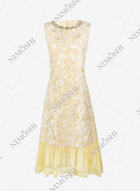 【高定】2026夏季新款重工设计拼接轻奢优雅无袖连衣裙 A0043