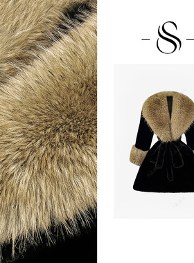 NIMOSHI【高定】冬季新款高级黑金毛领加加厚束腰短外套女D0255