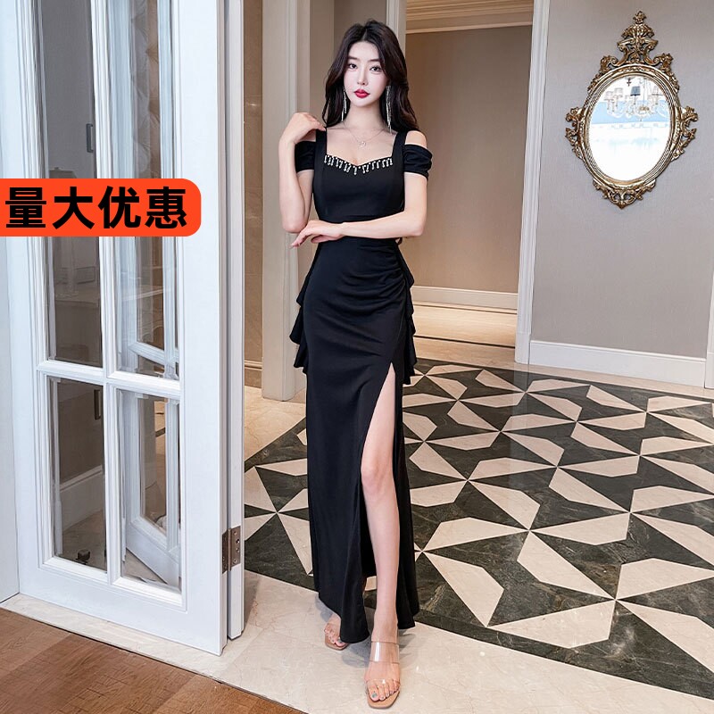 KTV晚礼服工作服会所门迎包臀开叉长裙子佳丽晚礼服柔式上班衣服