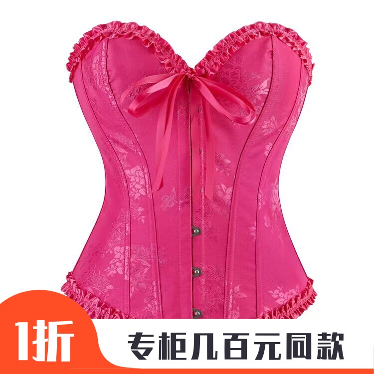 Corset欧美【多色】束腰丝带提花宫廷束身衣钢扣收腹托胸紧身束胸