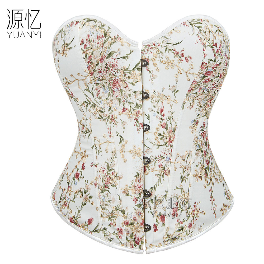 ins法式田园风衣 跨境新品宫廷束身衣刺绣紧身鱼骨胸衣corset
