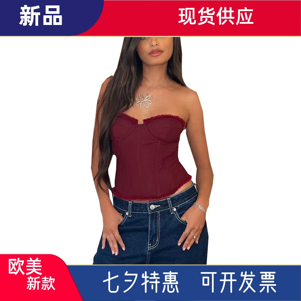 欧美蕾丝胶骨塑身性感抹胸