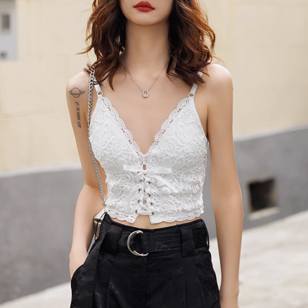 吊带背心2025新款女蕾丝设计感白色高级抹胸法式别致外穿性感内搭