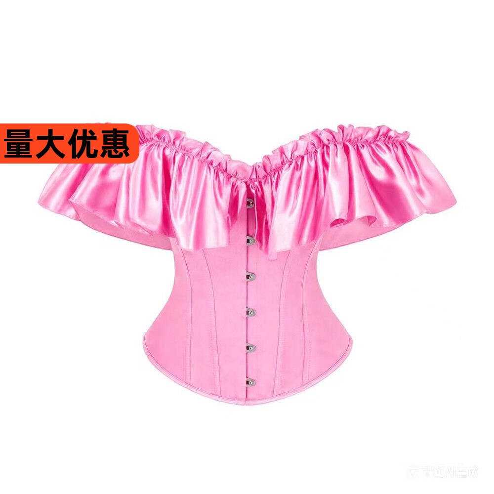 欧美新款提花带色丁花边宫廷女士美体衣 宫廷收腰束身衣外穿