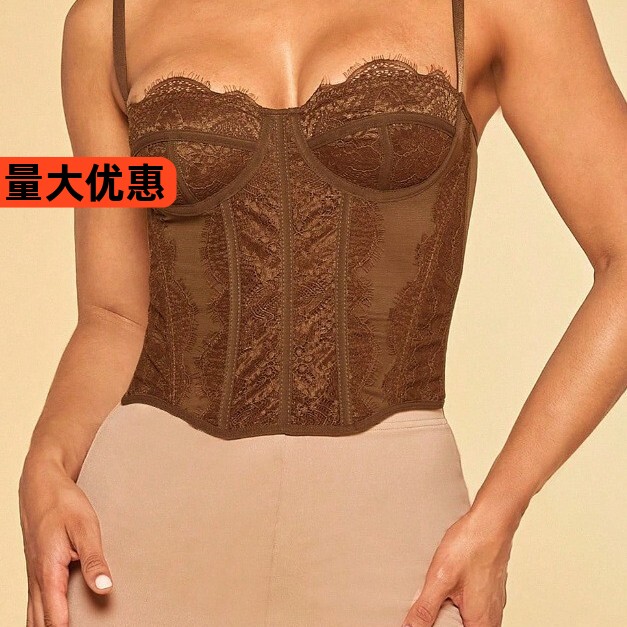 网红主播性感文胸塑身性感复古提花胸衣束腰宫廷紧身鱼骨背心