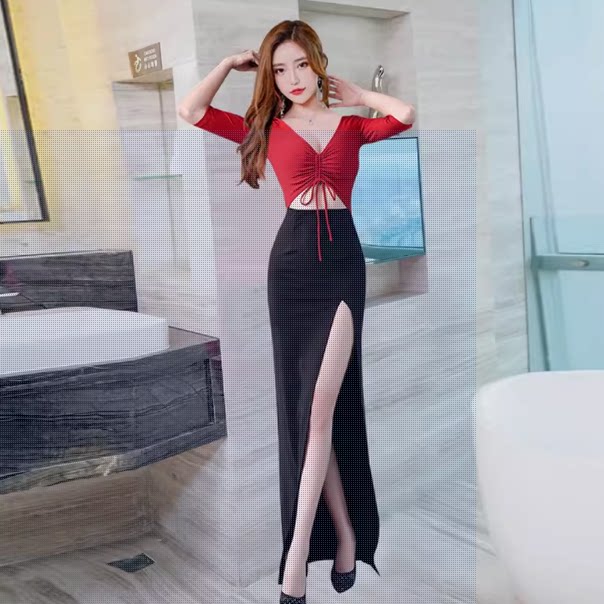 SPA工衣桑拿技师服装长款多色