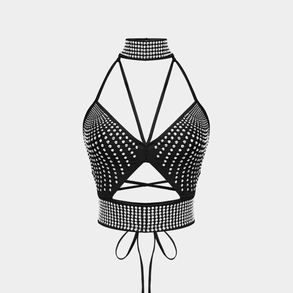 2026爆款水钻裹胸外穿挂脖上衣