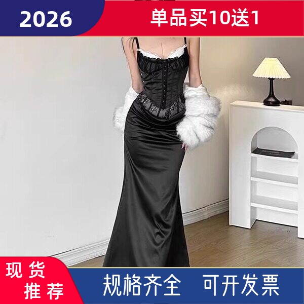 红色蕾丝鱼骨胸衣内搭辣妹欧美性感纯欲吊带背心女高级感抹胸上衣