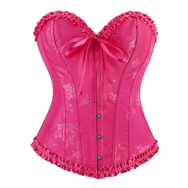 Corset欧美【多色】束腰丝带提花宫廷束身衣钢扣收腹托胸紧身束胸