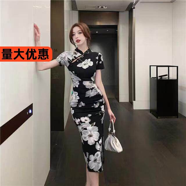 spa足浴技师工作服柔式工装改良旗袍新款足疗桑拿按摩连衣裙复古