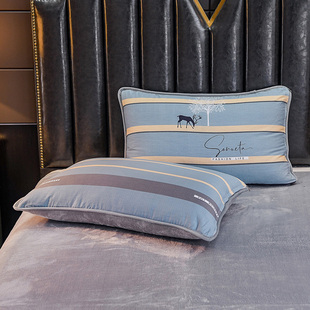 一面绒 纯棉加绒带拉链48cmx74cm枕皮ab版 冬季 珊瑚绒枕套2024新款