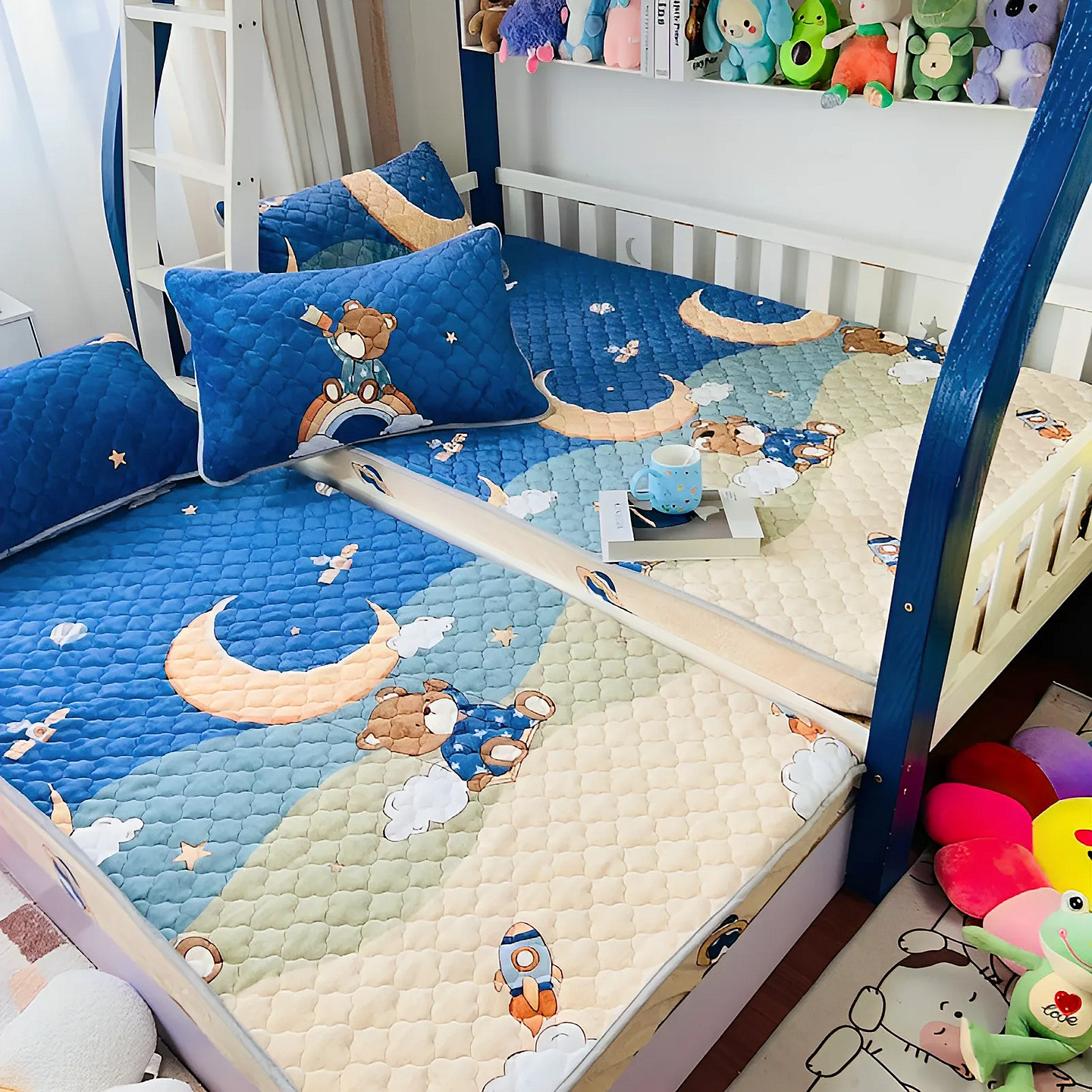 儿童牛奶绒夹棉床笠90x190婴儿拼接床榻榻米床罩定制2025新款加厚