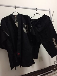 外贸日本出口纯棉男汗蒸服浴衣和服日式短袖睡衣套装和风家居服男