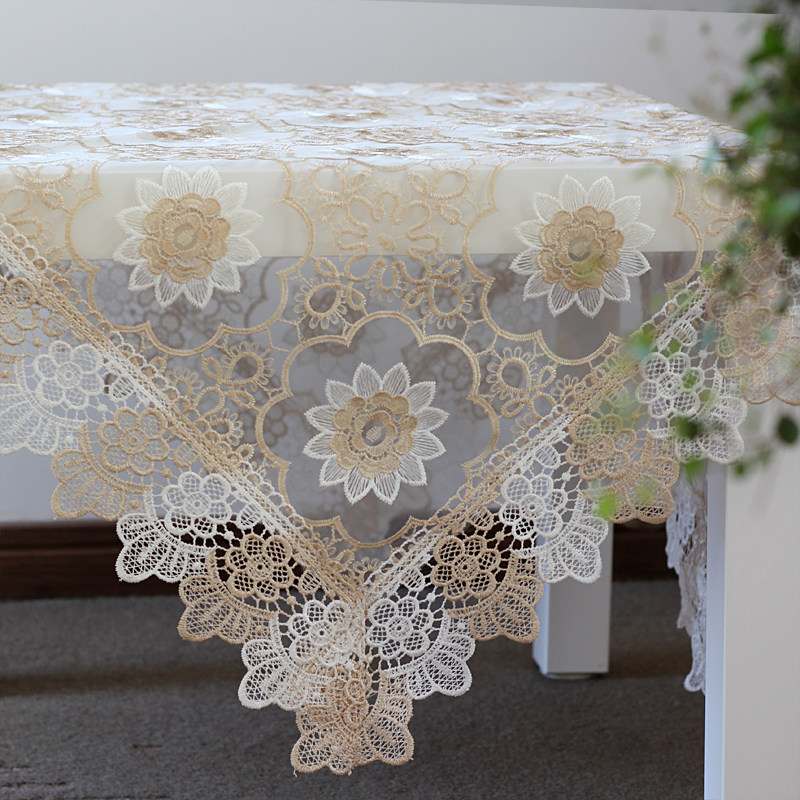 茶几桌布蕾丝长方形欧式小圆桌家用餐桌布正方形台布桌旗客厅盖巾