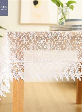 长方形蕾丝餐桌布茶几布艺白色圆桌布正方形电视柜ins床头柜盖布