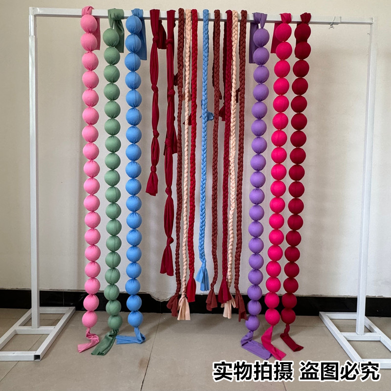 婚礼舞台公主辫麻花辫牛奶丝布艺布条橱窗装饰婚庆手工编制麻花辫