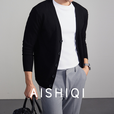 外套毛衣男薄款秋冬季男士针织衫