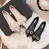 女鞋 尖头蝴蝶结单鞋 41到43 百搭浅口仙女鞋 平底大码 女2025夏季 新款