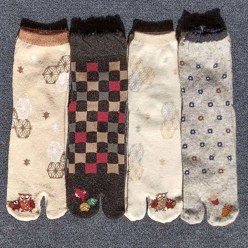 全店5双包邮 保暖卡通猪蹄秋冬季提花二趾两指分夹角足袋女士袜子