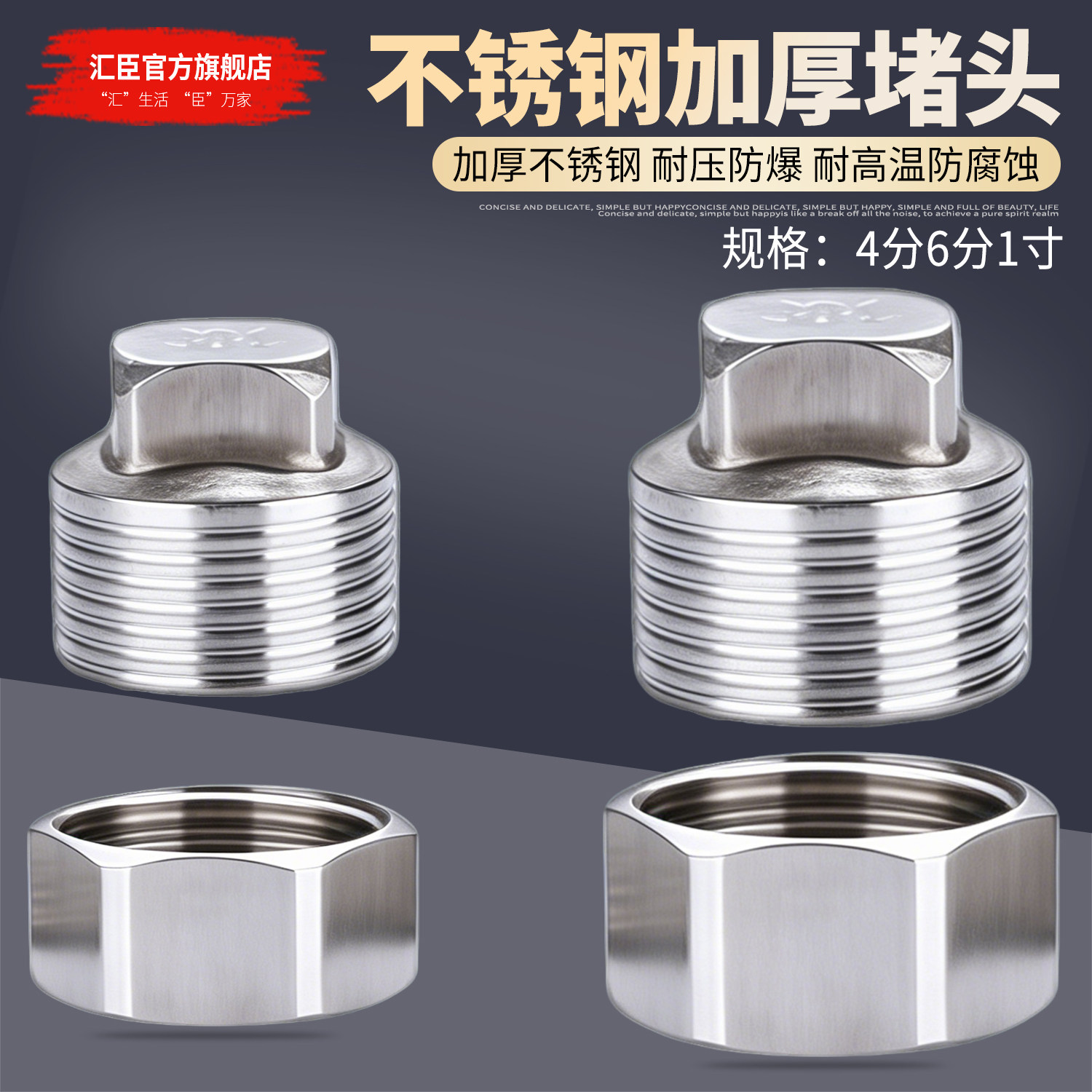 加厚不锈钢外丝内牙堵头图片