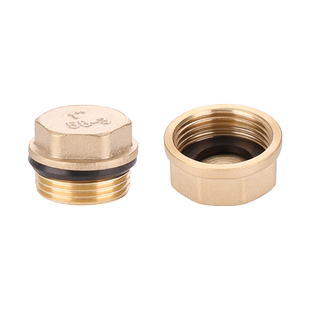 全铜4分带密封圈垫片堵头6分水管外丝塞头内丝堵帽四分堵盖闷头堵