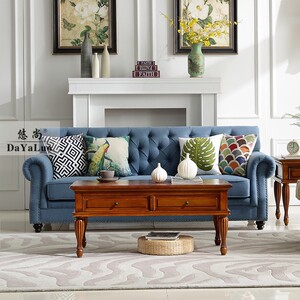 北欧沙发小户型美式乡村布艺组合ins新古典整装可拆洗拉扣网红