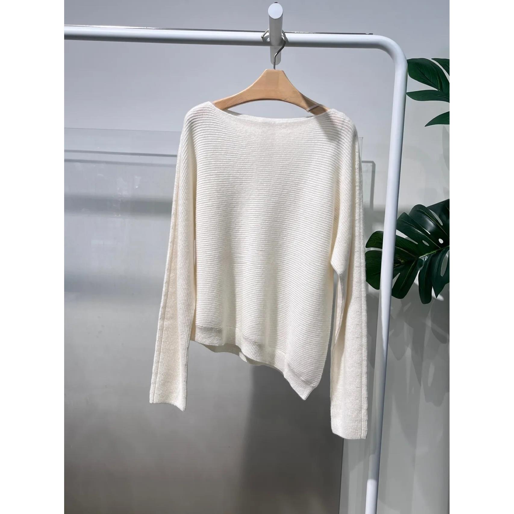 MM麦麦家2025秋冬新款休闲白色羊绒衫针织衫毛衣女上衣5GA132991