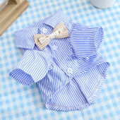 衣服泰迪柯基法斗贵宾小奶狗衣服夏 春夏季 宠物短袖 带领结条纹衬衫