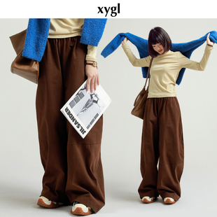 女秋冬高腰宽松香蕉镰刀裤 稀有概率 原创设计100棉复古弯刀阔腿裤