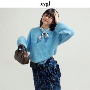 秋冬 慵懒风仿水貂毛毛衣女宽松软糯套头针织衫 稀有概率 云朵假日