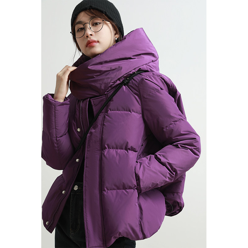 稀有概率设计感龟背羽绒服女短款2024冬季新款白鸭绒紫色连帽外套,女装/女士精品,羽绒服,淘宝优惠券,粉丝福利购,淘宝优惠卷