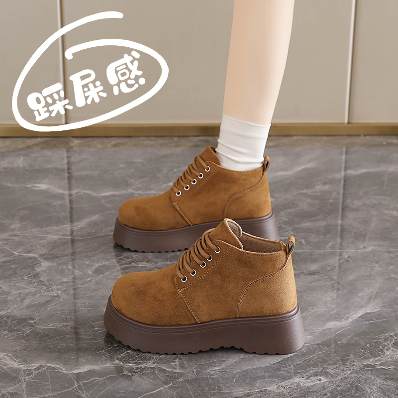 厚底马丁靴女增高勃肯鞋