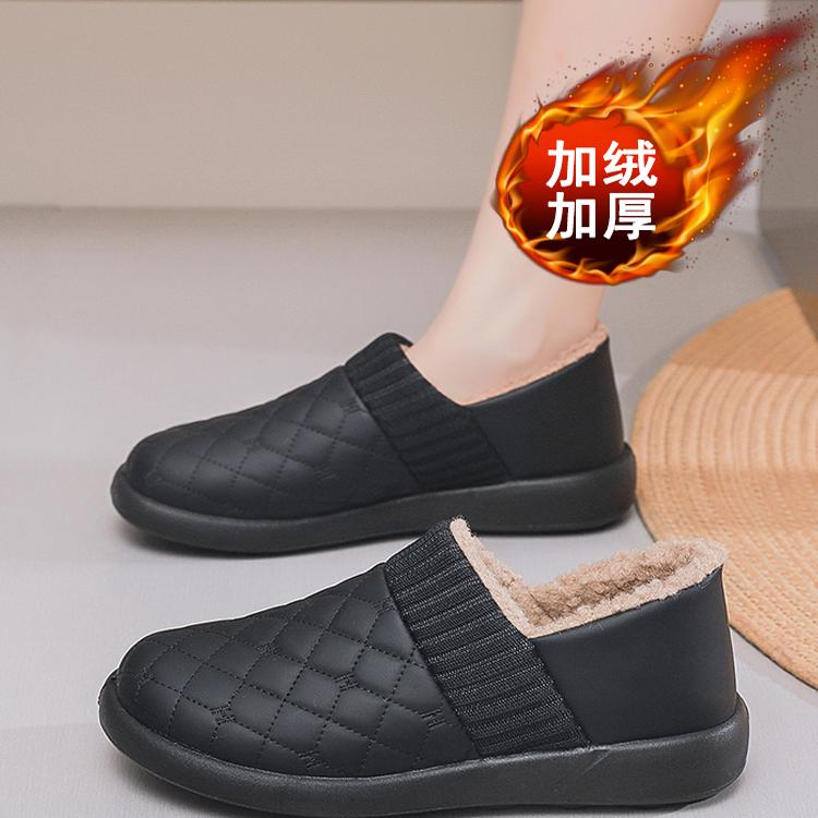 加绒妈妈鞋中老年鞋子防水防滑