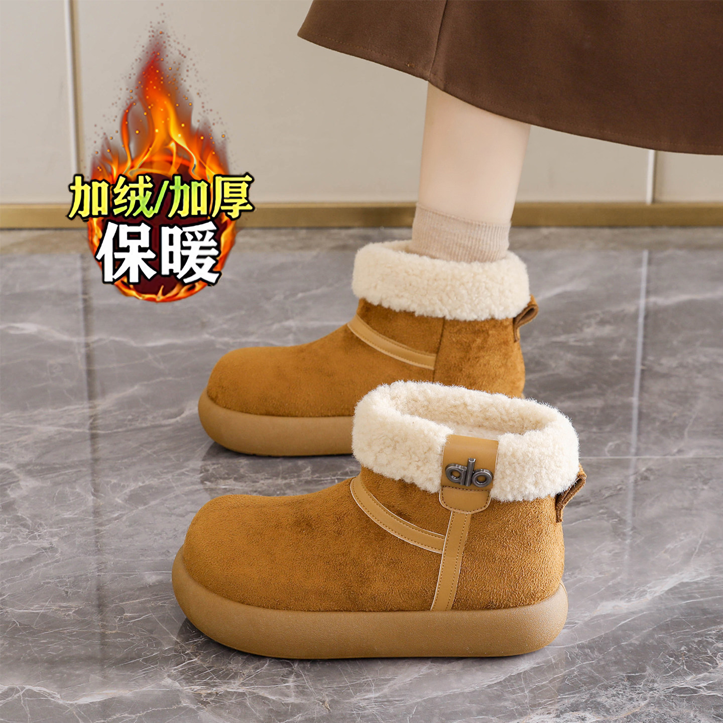 冬季加厚短靴34码勃肯棉鞋女
