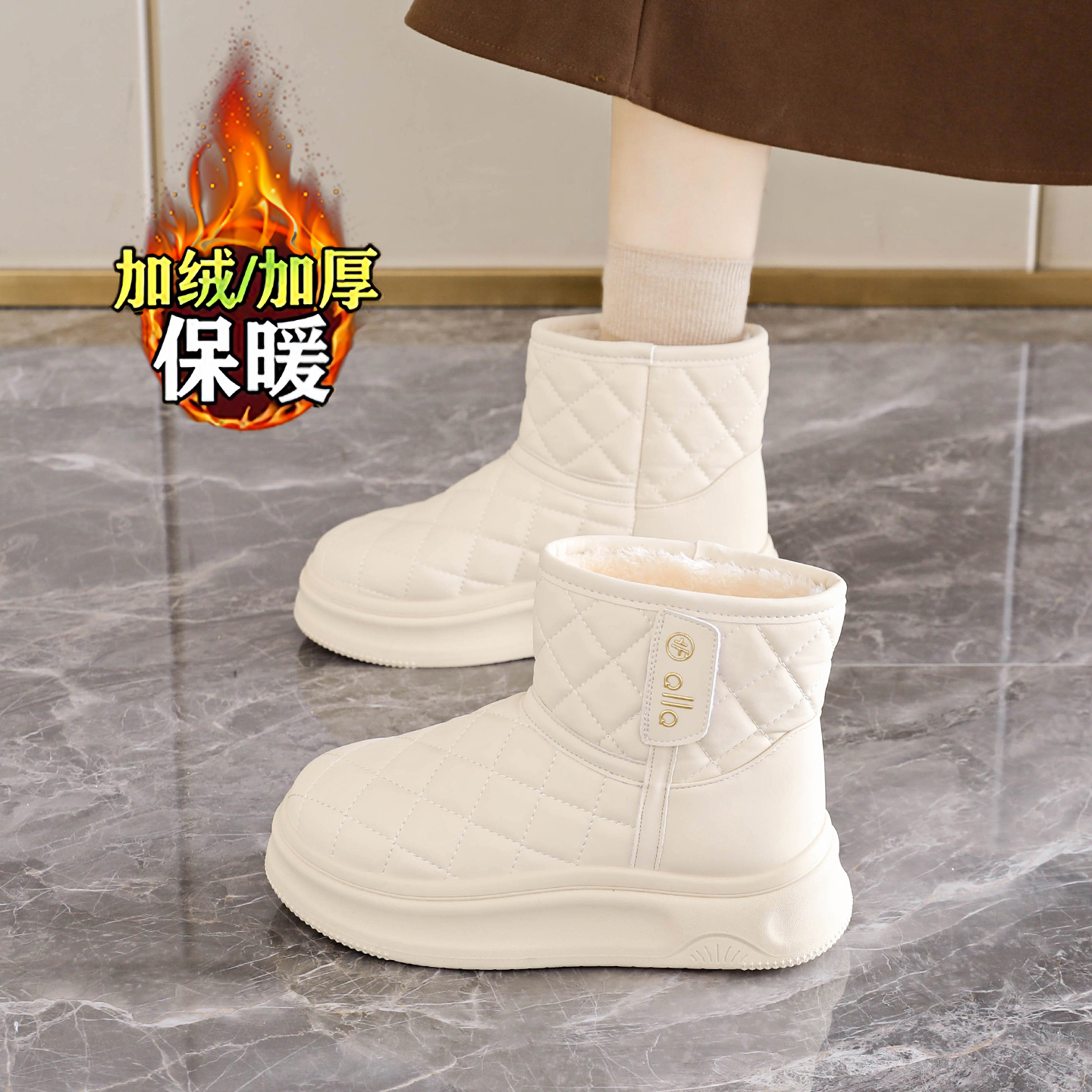 保暖面包短靴34码厚底东北棉鞋