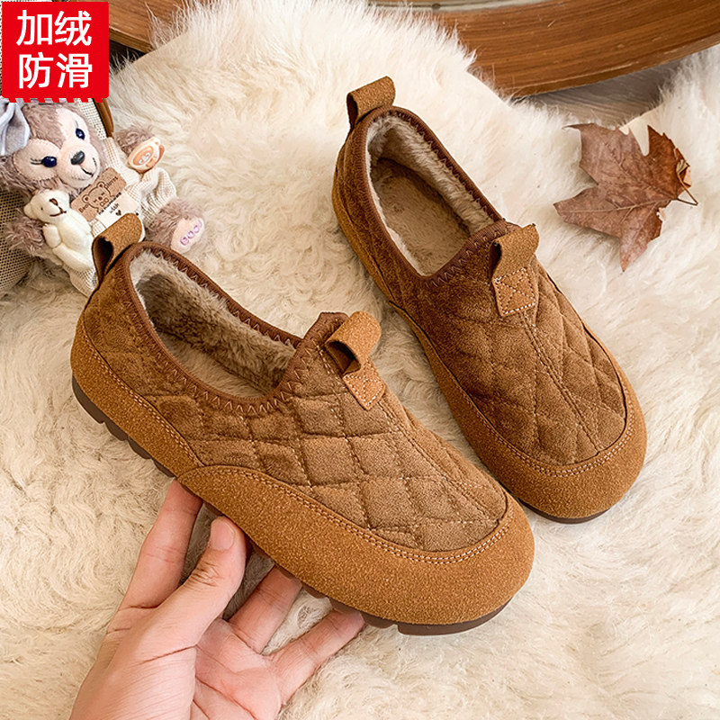 冬季复古老北京棉鞋女加绒加厚防滑牛筋软底一脚蹬中老年妈妈布鞋,女鞋,棉鞋,淘宝优惠券,粉丝福利购,淘宝优惠卷