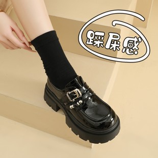 高级感厚底乐福鞋女款2026新款春季jk单鞋子女增高黑色英伦小皮鞋