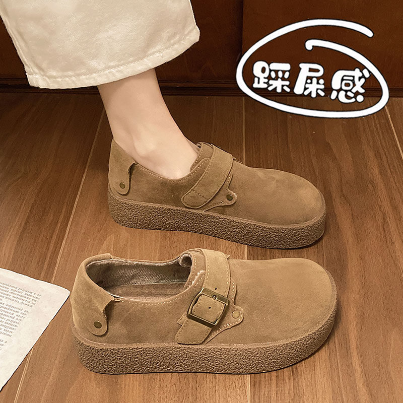 超软勃肯鞋女秋冬厚底防滑一脚蹬孕妇真皮乐福豆豆鞋休闲加绒棉鞋,女鞋,棉鞋,淘宝优惠券,粉丝福利购,淘宝优惠卷