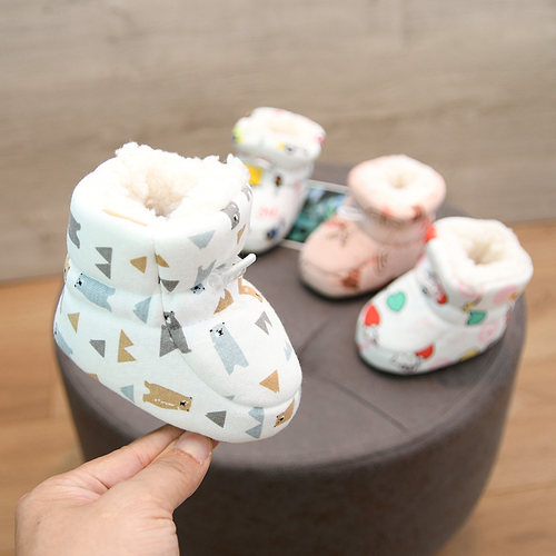 冬季婴儿学步鞋0-6-12加厚保暖