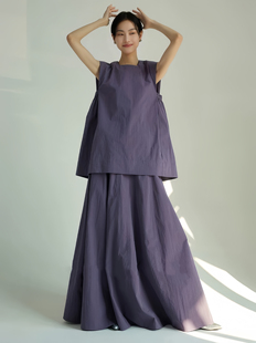 25夏季 高腰紫色半身裙A字大摆裙 新品 时尚