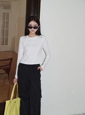 秋冬极简短款修身纯棉长袖T恤内搭上衣女303362