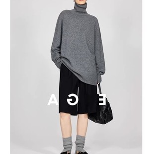 开间/柔糯轻盈100羊毛 松弛ROW风无缝一体宽松高领中长针织毛衣