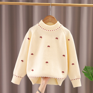 女童毛衣2025新款 洋气保暖上衣亲肤打底衫 加厚针织衫 16岁 冬季